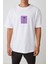 Unisex Mor Palmiye Baskılı Beyaz Oversize Tshirt 1