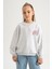 Kız Çocuk Disney Mickey & Minnie Oversize Geniş Kalıp Bisiklet Yaka Sweatshirt A5603A823AU 4