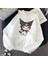 Beyaz Kuromi Kalın Kumaş Kapşonlu Sweatshirt 1