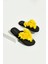 Sarı Çiçekli Parmak Arası Acıtmaz Siyah Plaj Terliği Flip Flops 1