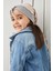 Gri Pudra Çocuk Bebek Bere Boyunluk Set Yumuşak %100 Pamuklu Penye Elit Seri 4