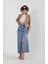 Önü Yırtmaçlı Midi Denim Etek 1