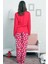 Good Look Kırmızı Kadın Bisiklet Yaka Uzun Kollu Iki Iplik Pamuklu Pijama Takım 3257 4