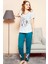 Good Look Gri Melanj Kadın Kısa Kollu Manşetli Paça Etegi Oval Pijama Takım EDY1120G 1