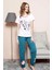 Good Look Gri Melanj Kadın Kısa Kollu Manşetli Paça Etegi Oval Pijama Takım EDY1120G 2