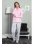 Good Look Pembe Kadın Iki Iplik Bisiklet Yaka Uzun Kollu Düz Paça Pamuklu Pijama Takım EDY2919P 2