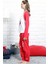 Kımızı Kadın Süprem Penye 0 Yaka Reglan Uzun Kol Eteği Oval Manşetli Pijama Takım 3098K 5