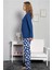 Good Look Kadın Indigo Uzun Kol Normal Beden Pamuklu Pijama Takım 3