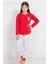 Kız Çocuk Lyc Ikiiplik Oyaka Uzun Kol Eteği Oval Manşetli Kırmızı Pijama Takım 4396,3-7 Yaş 1