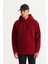 Erkek Bordo Oversize Bol Kesim Kapüşonlu Polar Sweatshirt 1