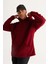 Erkek Bordo Oversize Bol Kesim Kapüşonlu Polar Sweatshirt 3