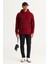 Erkek Bordo Oversize Bol Kesim Kapüşonlu Polar Sweatshirt 5