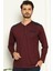 Erkek Bordo O Yaka Patlı Düğmeli Uzun Kollu Cepli Büyük Beden Pijama Takımı EDY1179UKB-B 3