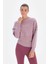 Lila Kadın Kapıtone Crop Sweatshırt 1