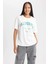 Oversize Fit Bisiklet Yaka Kısa Kollu %100 Pamuk Tişört B0661AXNS 4