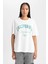 Oversize Fit Bisiklet Yaka Kısa Kollu %100 Pamuk Tişört B0661AXNS 5