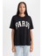 Oversize Fit Bisiklet Yaka Kısa Kollu Pamuk TIŞÖRT B0661AX23SM 3