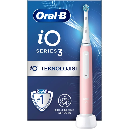 Oral-B iO 3 Pembe Elektrikli Diş Fırçası, 1 Diş Fırçası Başlığı, Braun Tasarımı