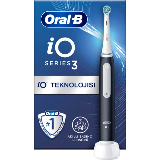 Oral-B IO 3 Siyah Elektrikli Diş Fırçası, 1 Diş Fırçası Başlığı, Braun Tasarımı