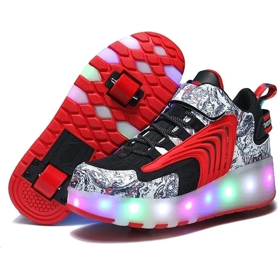 Lele Çocuk LED Işıklı Ayakkabı Bağı Tekerleği Açık Hava Patenleri (Yurt Dışından)