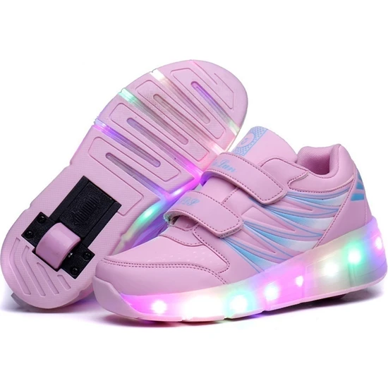 Lele Çocuk LED Işıklı Ayakkabı Bağı Tekerleği Açık Hava Patenleri (Yurt Dışından)