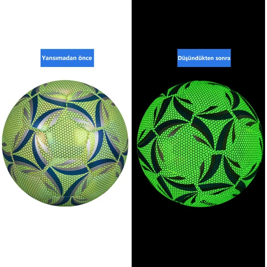 Reflektif Işıklı Futbol Topu - Yeşil (Yurt Dışından)