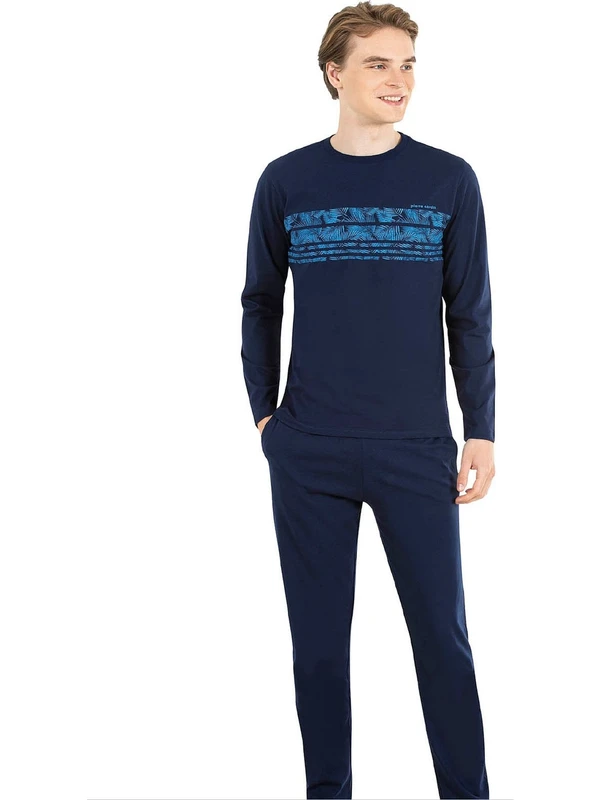 Pierre Cardin 6034 Erkek Uzun Kollu Pijama Takımı-Lacivert