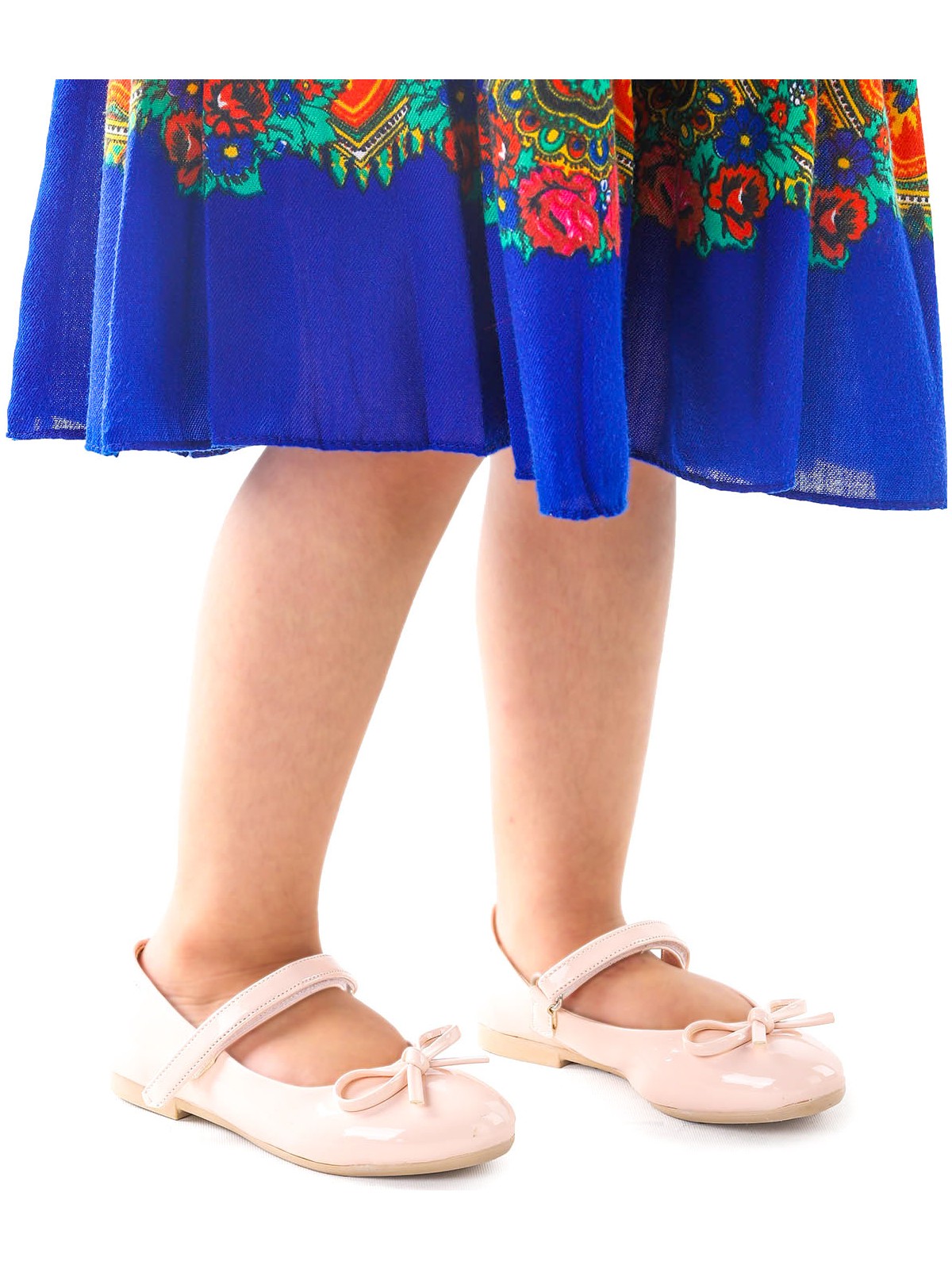 Kiko Kids Fiyonklu Cırtlı Kız Çocuk Babet Ayakkabı 201 Rugan Pudra