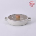 Neoflam Fika 22 cm Alüminyum Döküm Sahan Cam Kapaklı Bej Seramik İç Yüzey Kaplaması