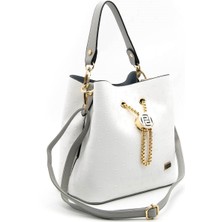 Silver Polo Kadın Çapraz Çanta Beyaz - A.gri SP967 Silver & Polo