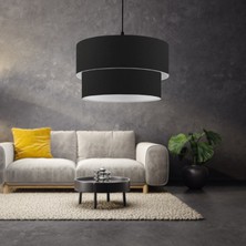 Art&Gift North Home Dark Siyah Kumaş İki Katlı Pasta Avize Yatak Odası Salon Sarkıt