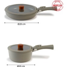 Neoflam Midas Gri 6 Parça Ayrılabilen Saplı Iç Içe Geçebilen Indüksiyonlu Tencere Tava Seti