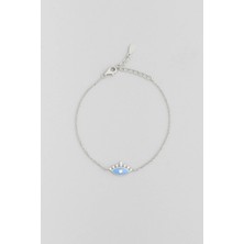 So CHIC Minimal Göz 18 Ayar Beyaz Altın Kaplama 20 cm Gümüş Bileklik