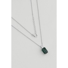 So CHIC Doğanın Renkleri 18 Ayar Beyaz Altın Kaplama 44 cm Gümüş Baget Kolye