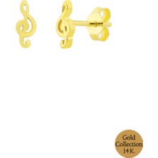So CHIC 14 Ayar Sarı Altın Minimal Melodi Küpe