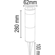 Forlife 3W Solar Uzun Metal Çim Armatürü