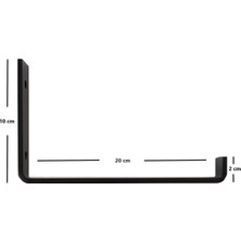 Arzor Home 2'li Set Siyah Metal Duvar Rafı Destek Ayakları, Güçlü Raf Tutucu J Demiri ve Vida Seti (20 cm)