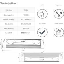 Sanel Power LED 24 x 0.5 18 W 12-24V Uyumlu Iç Dış Siyah SMZLB24W