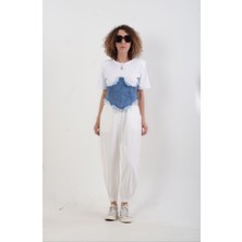 Zelish My Sister Ekru Bel ve Paça Lastikli Pantolon