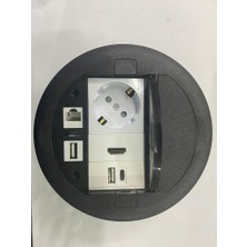 YKA Masa Üstü Priz Siyah Type C ve USB Şarj Çıkışlı