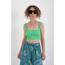 Zelish My Sister Yeşil Askılı Crop Top