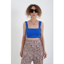 Zelish My Sister Saks Mavi Askılı Crop Top