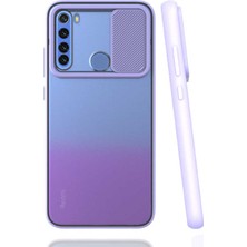 ZORE Xiaomi Redmi Note 8 Uyumlu Sürgülü Kamera Lens Korumalı Şeffaf Logo Gösteren Parlak Kapak