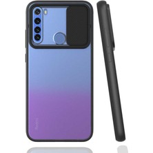 ZORE Xiaomi Redmi Note 8 Uyumlu Sürgülü Kamera Lens Korumalı Şeffaf Logo Gösteren Parlak Kapak