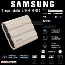 Samsung T7 Shield 2tb MU-PE2T0K/WW 1050MB-1000MB/SN USB 3.2 Gen2 Harici SSD Bej 3 Yıl Samsung Turkıye Garantili