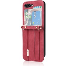 Hongshou Hongshou-Samsung Galaxy Z Flip5 5g Için Crossbody Deri Telefon Kılıfı (Yurt Dışından)