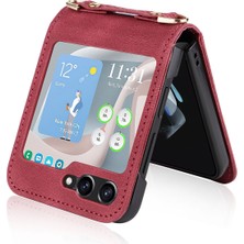 Hongshou Hongshou-Samsung Galaxy Z Flip5 5g Için Crossbody Deri Telefon Kılıfı (Yurt Dışından)