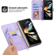 Hongshou Hongshou-Samsung Galaxy Z Fold5 Için Çiçekler Kabartmalı Deri Kılıf (Yurt Dışından)