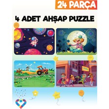 Esa Toys Ahşap 24 Parça 4 Set Çocuk Puzzle