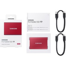 Samsung T7 500GB MU-PC500R/WW 1050MB-1000MB/SN USB 3.2 Gen2 Harici SSD Kırmızı 3 Yıl Samsung Turkıye Garantili